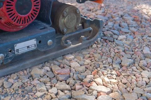 Construction compactor close-up Stockfoto's