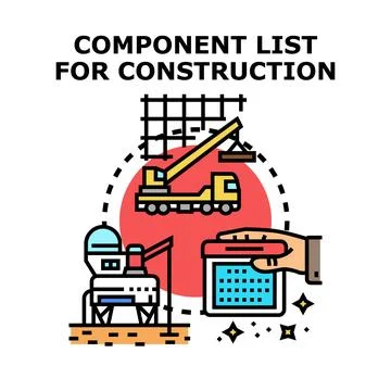 Construction component list planning and scheduling tasks Illustrazione stock