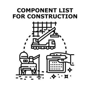 Construction component list planning and scheduling tasks Stock Illustration