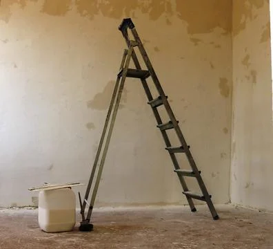 Construction composition in empty room with copy space Stock Photos