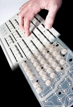 Construction of computer keyboard. How it's made Stock Photos