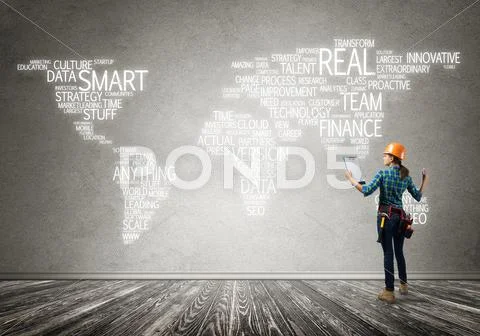 Construction concept and globalization Stock Photos