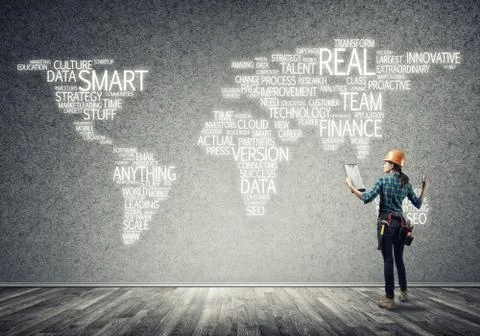 Construction concept and globalization Stock Photos