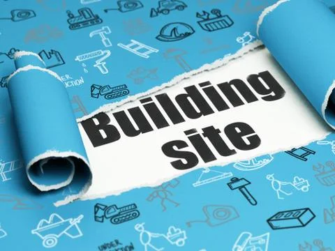 Construction concept: black text Building Site under the piece of  torn pape Ilustración de archivo