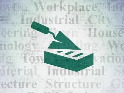 Construction concept: Brick Wall on Digital Data Paper background Stock Illustration