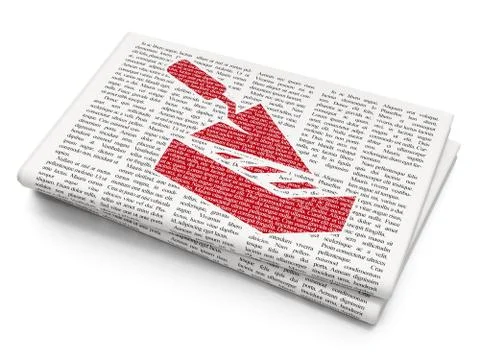 Construction concept: Brick Wall on Newspaper background Ilustración de archivo