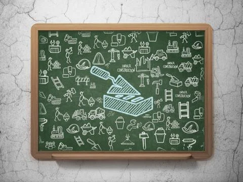 Construction concept: Brick Wall on School board background Ilustración de archivo