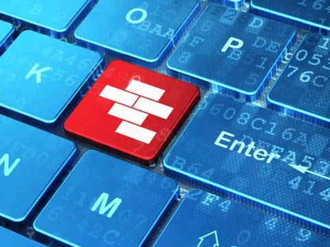 Construction concept: Bricks on computer keyboard background イラスト素材