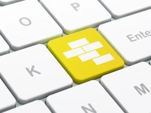 Construction concept: Bricks on computer keyboard background 스톡 일러스트