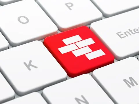Construction concept: Bricks on computer keyboard background Stock Illustration