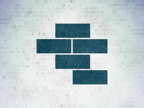 Construction concept: Bricks on Digital Data Paper background Illustrazione stock