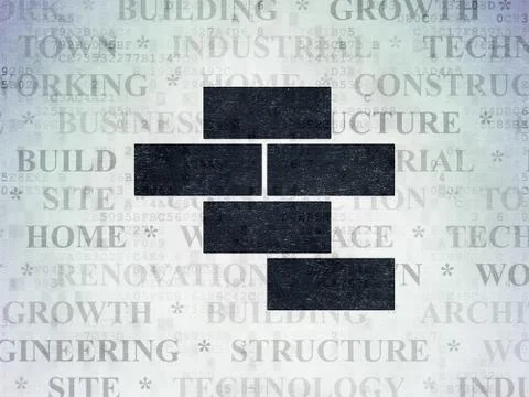Construction concept: Bricks on Digital Data Paper background Stock Illustration
