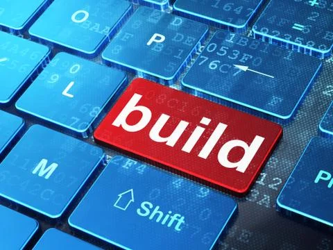 Construction concept: Build on computer keyboard background Stockillustratie