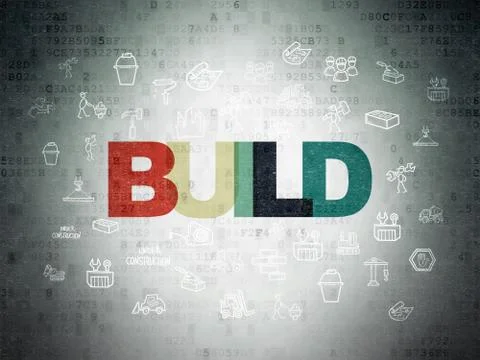 Construction concept: Build on Digital Data Paper background 库存插图