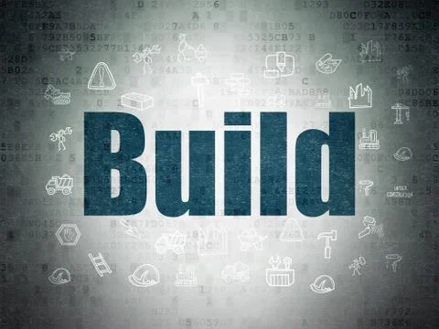 Construction concept: Build on Digital Data Paper background Stock Illustration