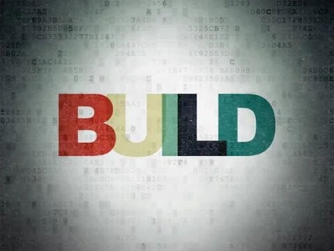 Construction concept: Build on Digital Data Paper background Stock Illustration