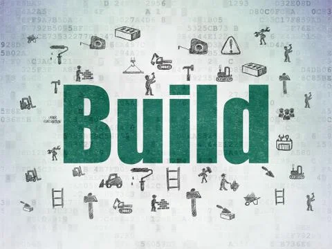 Construction concept: Build on Digital Data Paper background 库存插图