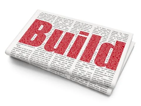 Construction concept: Build on Newspaper background Ilustración de archivo