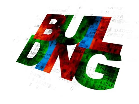 Construction concept: Building on Digital background Ilustración de archivo