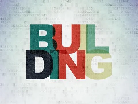 Construction concept: Building on Digital Data Paper background Stockillustratie