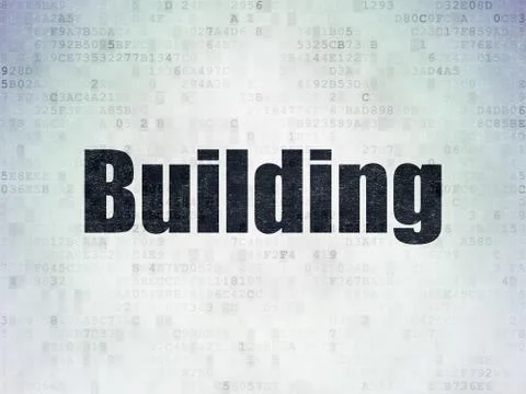 Construction concept: Building on Digital Data Paper background Ilustración de archivo