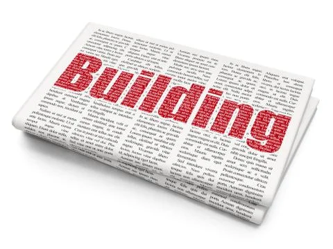 Construction concept: Building on Newspaper background Ilustración de archivo