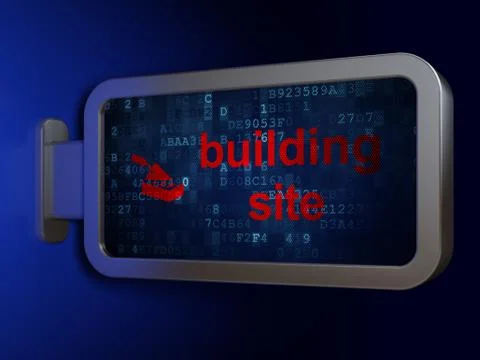 Construction concept: Building Site and Brick Wall on billboard background Stock Illustration