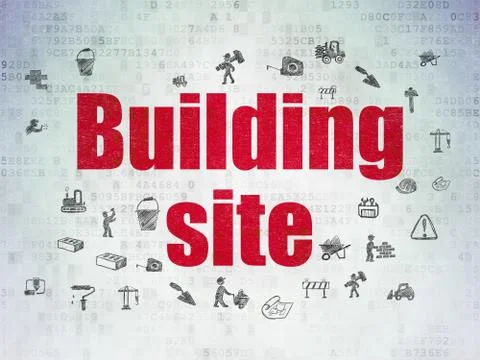 Construction concept: Building Site on Digital Data Paper background Ilustración de archivo