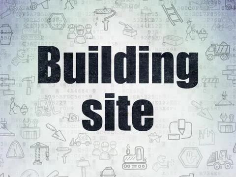 Construction concept: Building Site on Digital Data Paper background イラスト素材