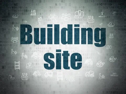 Construction concept: Building Site on Digital Data Paper background 库存插图