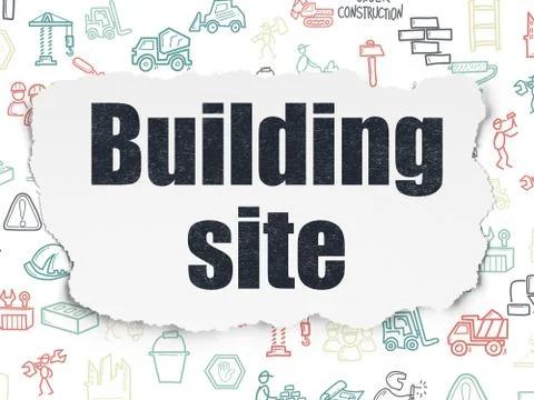 Construction concept: Building Site on Torn Paper background Ilustración de archivo