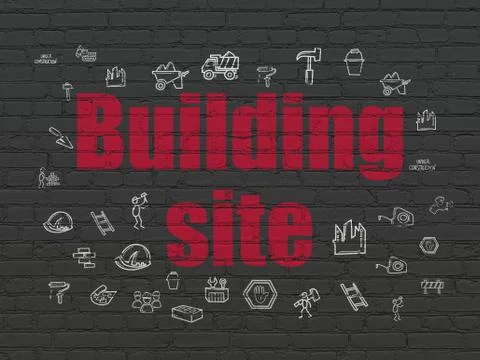 Construction concept: Building Site on wall background Ilustración de archivo