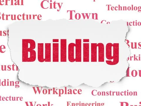 Construction concept: Building on Torn Paper background Ilustración de archivo