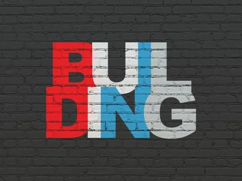 Construction concept: Building on wall background Ilustración de archivo
