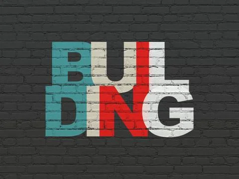 Construction concept: Building on wall background Ilustración de archivo