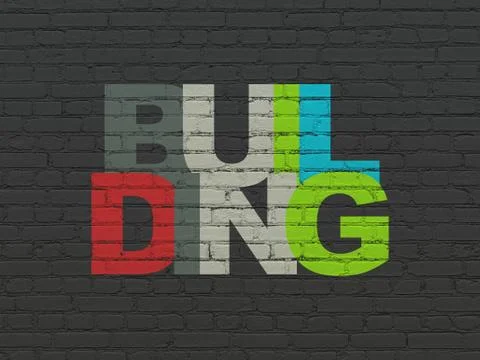 Construction concept: Building on wall background Ilustración de archivo