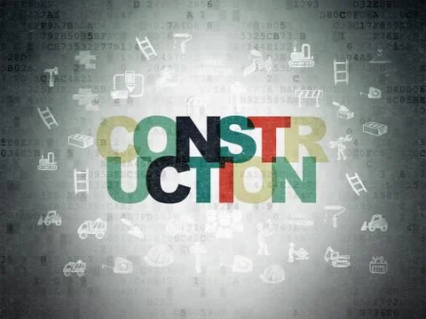 Construction concept: Construction on Digital Data Paper background 库存插图