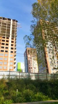 Construction concept. the construction of a tall apartment building Stock Photos
