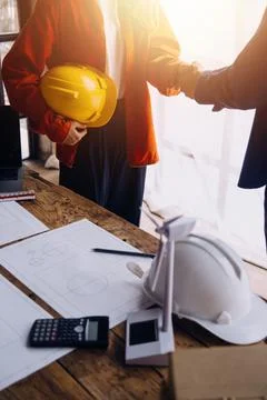 Construction concept of Engineer and Architect working at Construction Site.. Foto stock