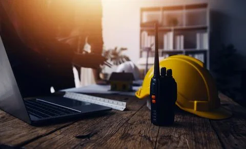 Construction concept of Engineer and Architect working at Construction Site.. Foto stock
