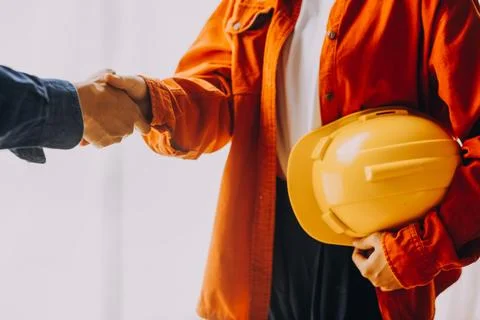 Construction concept of Engineer and Architect working at Construction Site.. Foto stock