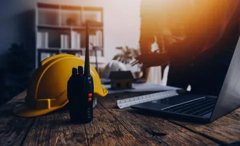 Construction concept of Engineer and Architect working at Construction Site.. Foto stock