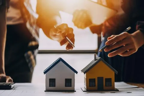 Construction concept of Engineer and Architect working at Construction Site.. Stock Photos