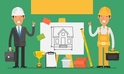 Construction Concept Engineer and Builder Show Thumbs Up Stock Illustration