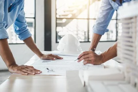 Construction concept of Engineer or architect meeting for project working w.. Stock Photos