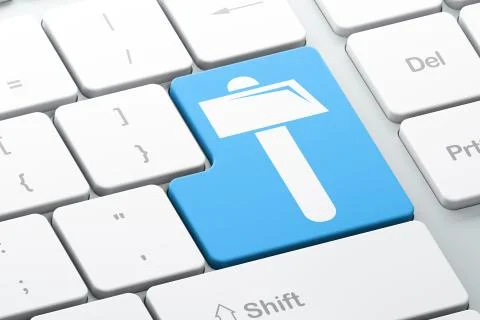 Construction concept: Hammer on computer keyboard background Stock Illustration