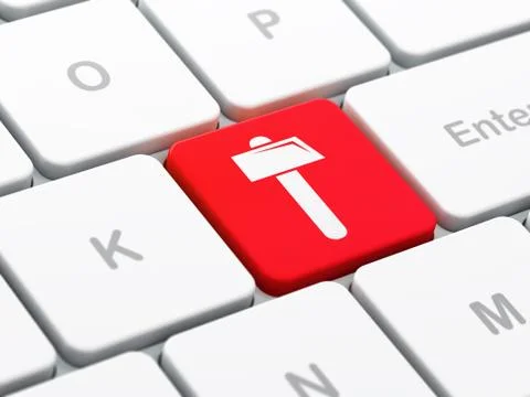 Construction concept: Hammer on computer keyboard background Stock Illustration