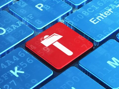 Construction concept: Hammer on computer keyboard background Stock Illustration