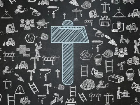 Construction concept: Hammer on School board background Ilustración de archivo