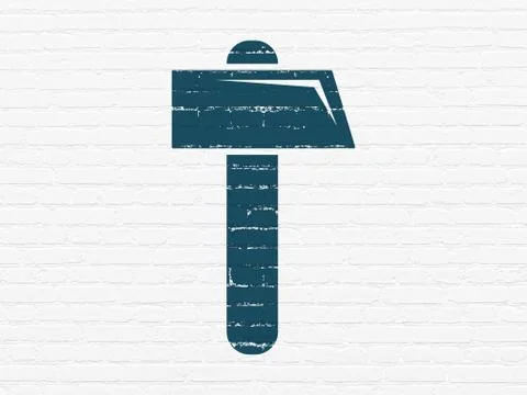 Construction concept: Hammer on wall background Stock Illustration